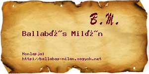 Ballabás Milán névjegykártya